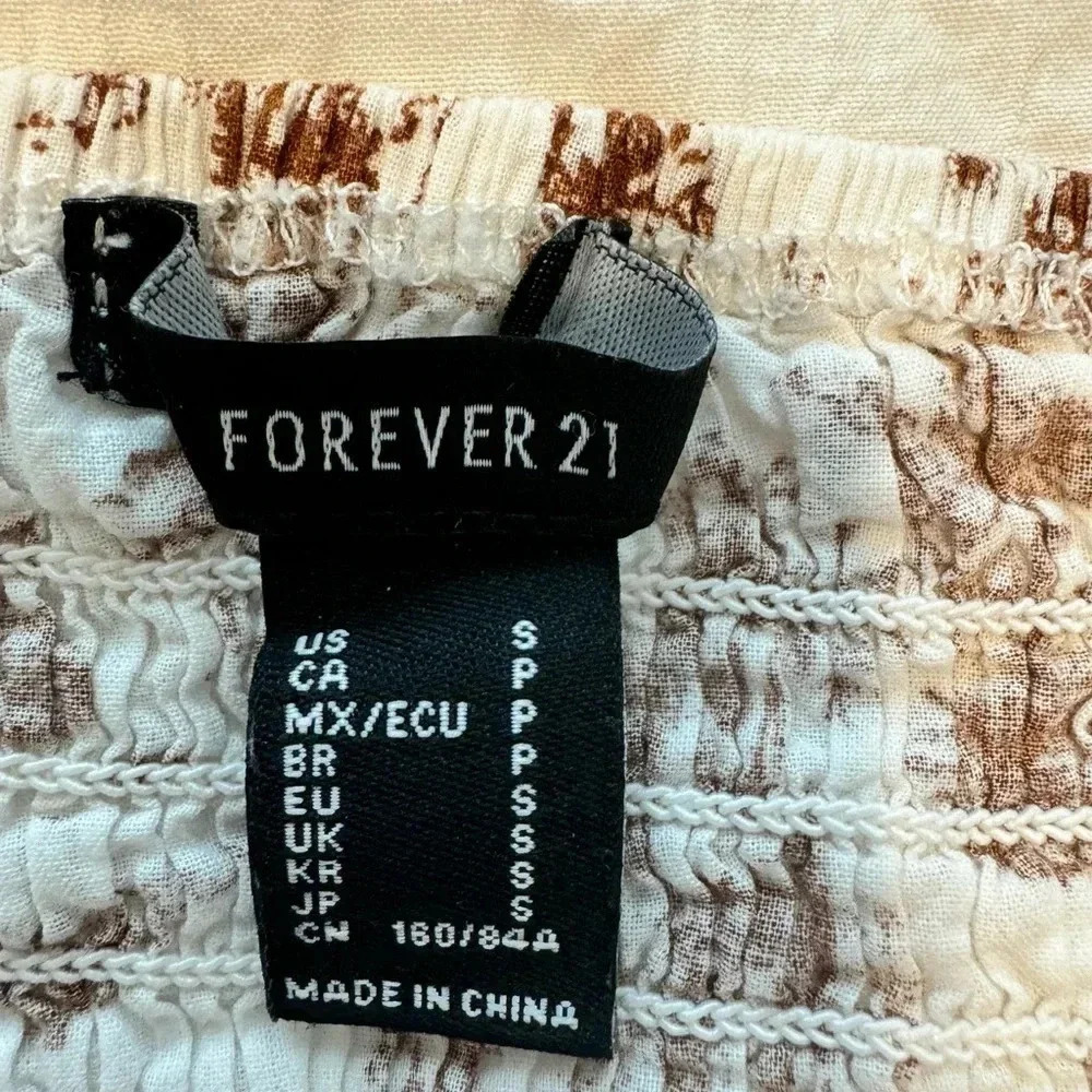 Forever 21 Toile Print Corset Bustier Crop Top Brown Cottagecore Size S - Picture 3 of 7